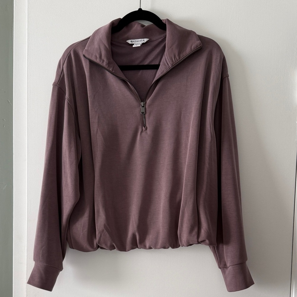 Athleta Mauve Seasoft Quarter-Zip Sweatshirt